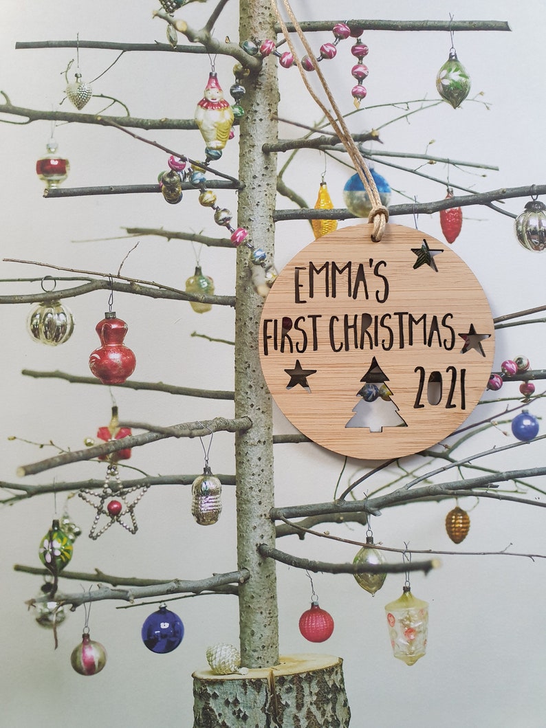Personalised First Christmas Wood Christmas Decoration-Ornament-christmas tree-gift-christmas gift-wooden-bauble-1st christmas-keepsake image 5
