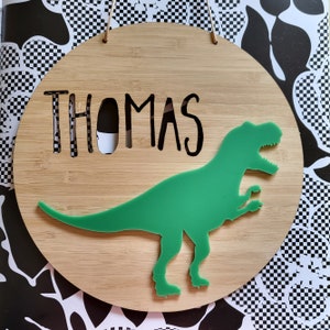 DINOSAUR T REX Personalised Wooden Wall-Door Hanging-nursery decor-Plaque-kids door sign-custom name-kids gift-baby gift-lasercut