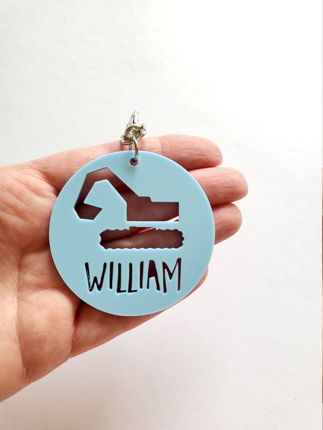 DIGGER Pastel Bag Tag / Keyring-personalised Custom-school-kinder ...