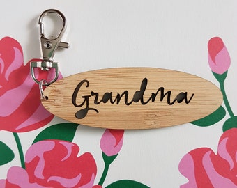 Grandma / Grandpa Wood Bamboo keyring-surfboard-wooden-keys-id