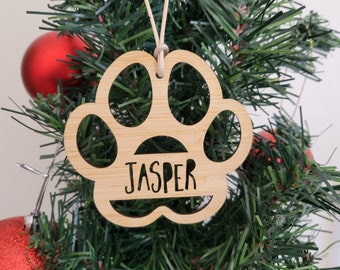 Personalised Dog / Cat / Pet Wood Christmas Decoration-PAW DESIGN-Ornament-christmas tree-gift-christmas gift-wooden-animal