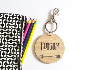 Arrow Bag Tag / Keyring Wood Bamboo Personalised Custom-boho-school-kinder-wooden-school bag-bamboo-personalized-teacher gift-kris kringle