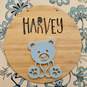 Teddy Bear Personalised Wooden Wall-Door Hanging-nursery decor-Plaque-kids door sign-custom name-kids gift-baby gift-lasercut