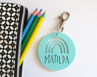 RAINBOW Pastel Bag Tag / Keyring-Personalised Custom-school-kinder-school bag-personalized-kindergarten