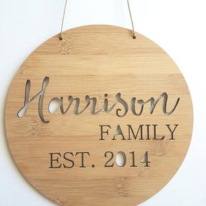 Personalised Family Name Wooden Wall Hanging 19.5cm-wall sign-custom name-wedding-new parents-lasercut-plaque-first born-children-kids