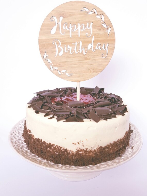 Happy Birthday Wood Cake Topper Wooden Plaque Celebration Etsy