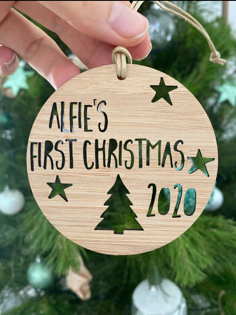 Personalised First Christmas Wood Christmas Decoration-Ornament-christmas tree-gift-christmas gift-wooden-bauble-1st christmas-keepsake image 6