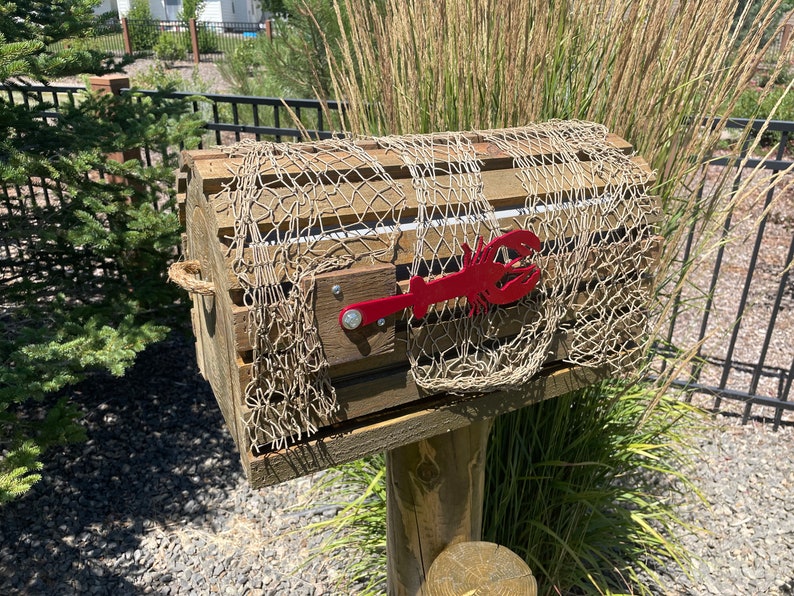 Rustic Lobster Trap Mailbox: Nautical Coastal Decor - (Mailbox Piling Post Sold Separately) image 2