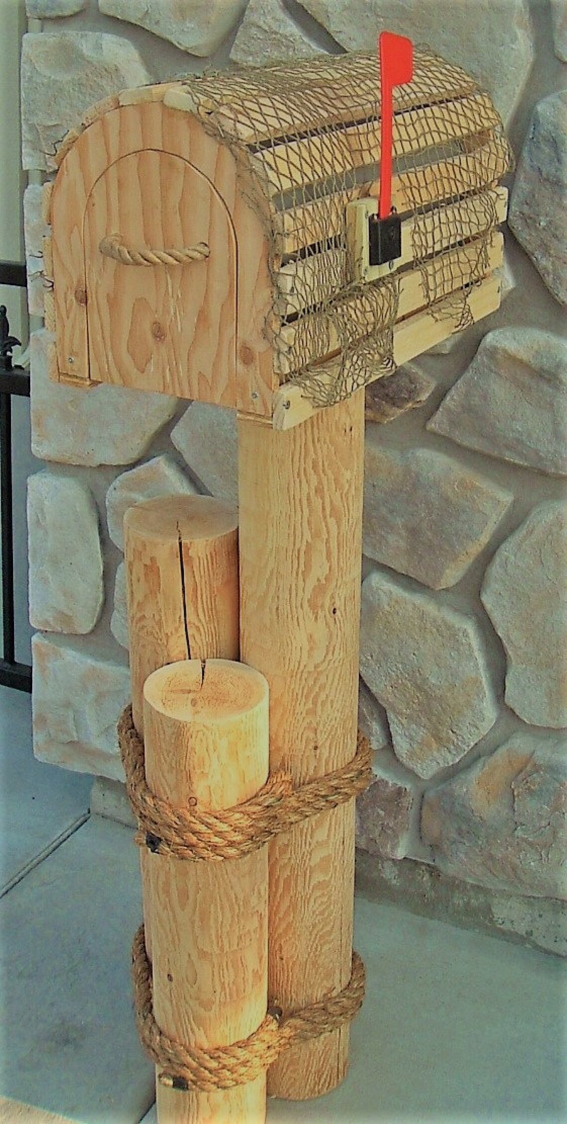 Nautical Rustic 'Lobster Trap' MAILBOX w/Rope Pull & Etsy