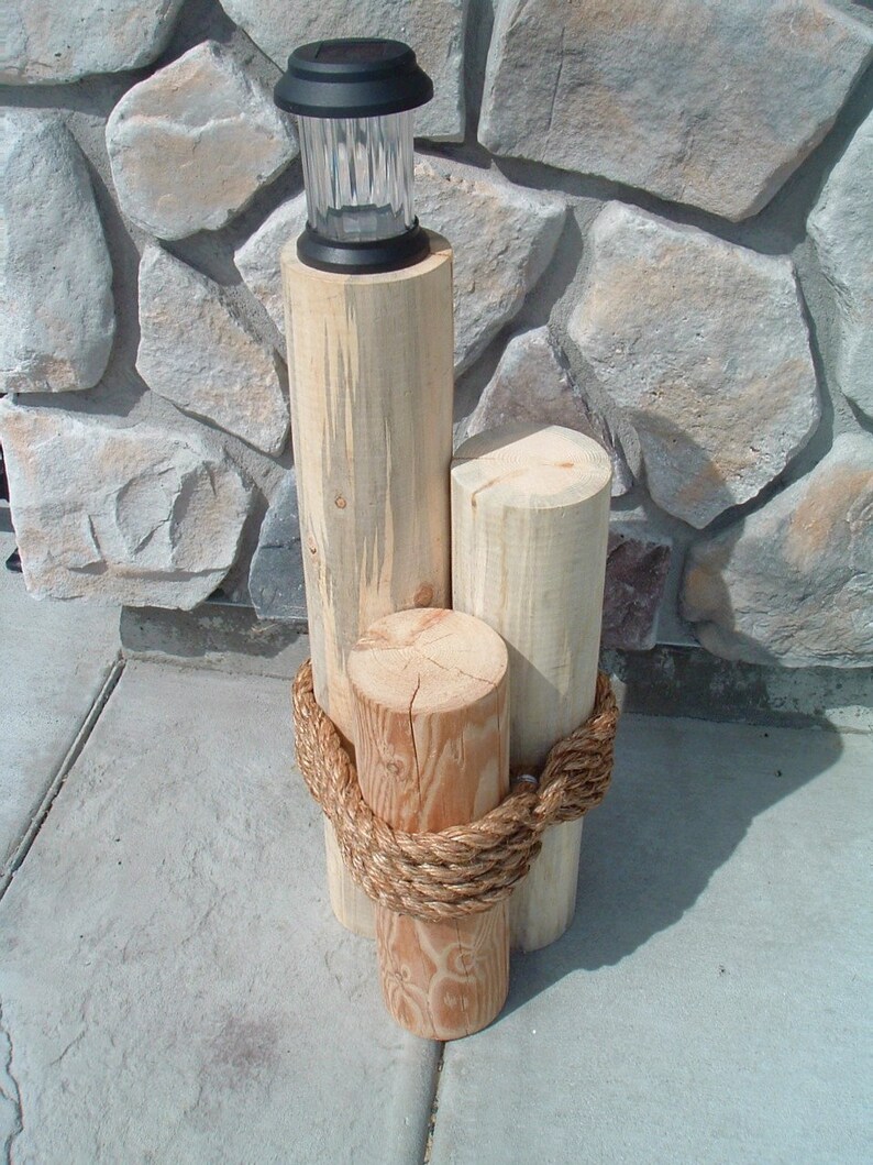 Nautical Pilings Rustic Pine Wood 3 Tier 25h with Etsy