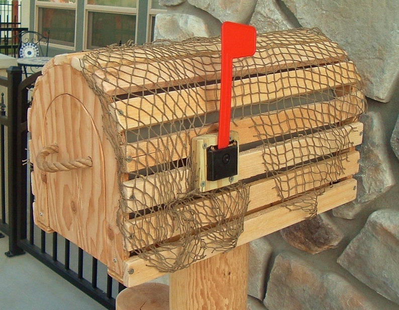 Nautical Rustic 'Lobster Trap' MAILBOX w/Rope Pull & Etsy