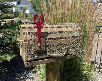 Rustic Lobster Trap Mailbox: Nautical Coastal Decor - (Mailbox Piling Post Sold Separately)