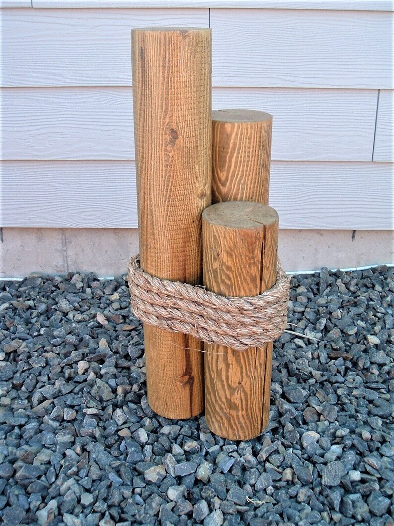 Nautical Pilings Rustic Pine Wood 3 Tier 25h with Etsy