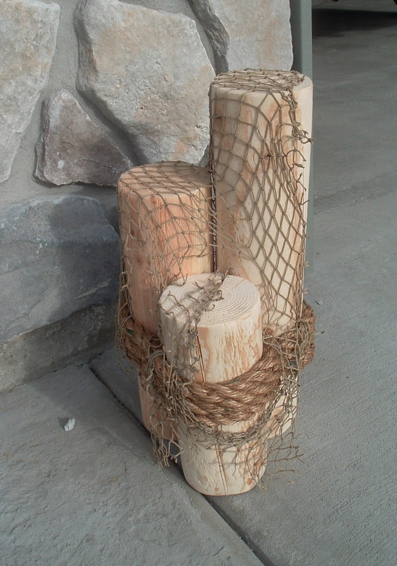 Nautical Pilings Rustic Pine Wood 3 Tier 20h with Etsy