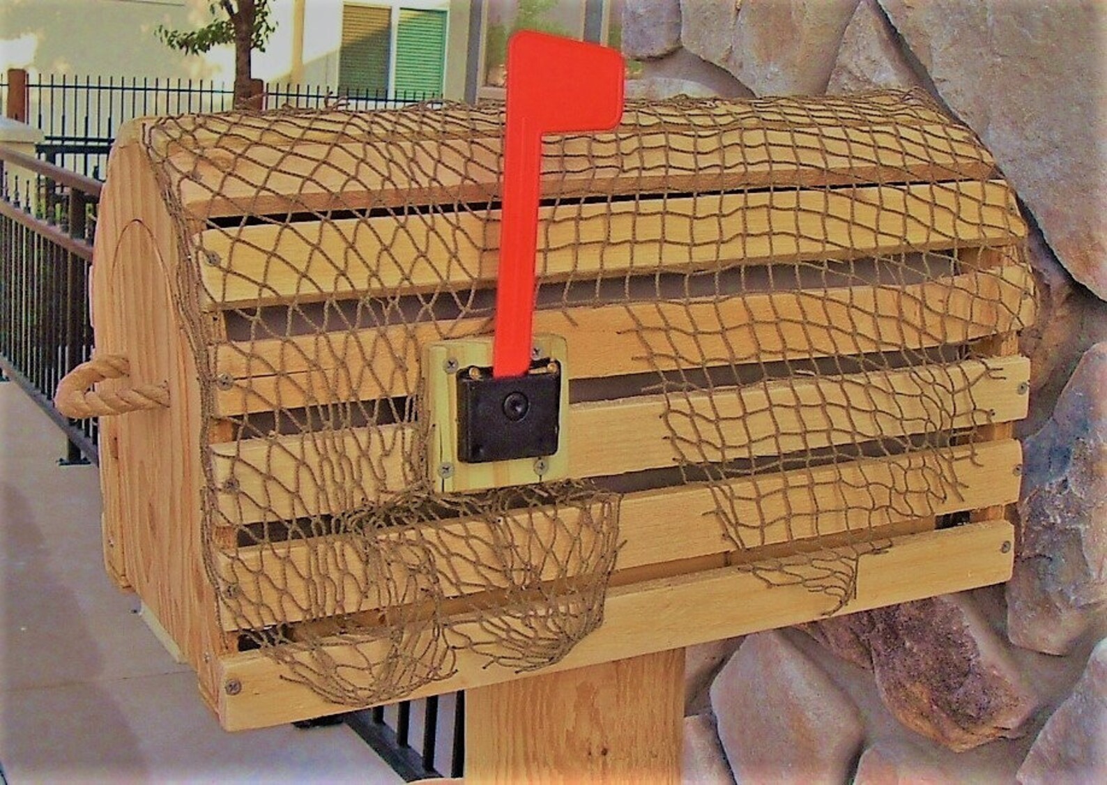 Nautical Rustic 'Lobster Trap' MAILBOX w/Rope Pull & Etsy
