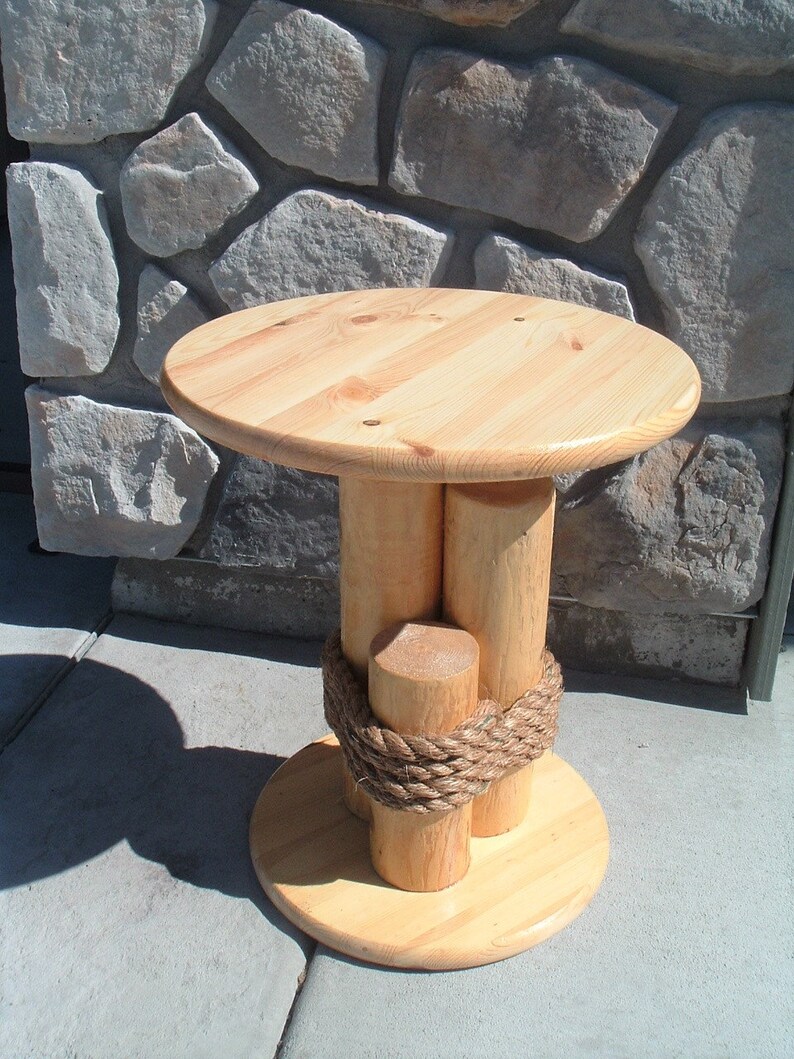 Nautical Piling End Table Accent Table Coastal Furniture Etsy