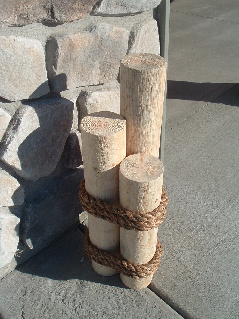 Nautical Pilings Rustic Pine Wood 3 Tier 30h with Etsy