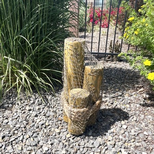 Rustic Pine Wood 20" Nautical Pilings with Manila Rope and Fish Net