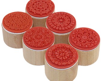 6PCS one lot 3cmx3cmx2.5cm wish stamp Wooden Rubber stamp floral pattern luck stamps