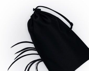 Black Satin Adult Toy Storage Drawstring Bag - Multiple Sizes Available -