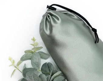 Light Sage Satin Bag Adult Toy Storage with Drawstring - Multiple Sizes Available -