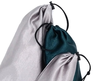 Satin Bag with Flannel Lining Adult Toy Storage Drawstring Bag with Toggle for Glass and Metal - Multiple Colors Available -