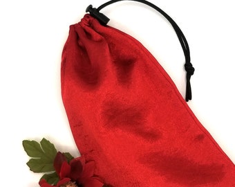 Rot Crushed Satin Kordelzug Tasche Spielzeug Lagerung für Erwachsene mit Kordelverschluss Toggle - mehrere Größen erhältlich -