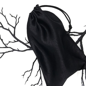 Black Crushed Satin Bag Adult Toy Storage with Drawstring - Multiple Sizes Available -