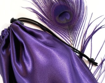 Iris Purple Satin Bag Adult Toy Storage with Drawstring - Multiple Sizes Available -