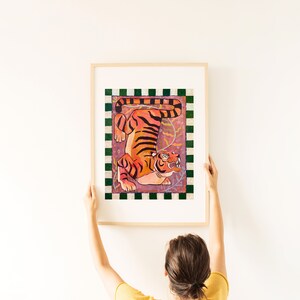 Boho Tiger Art Print Digital Download Eclectic Art Boho Wall Decor Printable Jungle Design