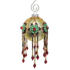 6 Point Star Fringe Ornament Cover - Beaded Christmas Ornament Cover Pattern Tutorial - Beaded Bauble Cover Tutorial