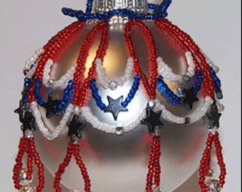 Patriotic Beaded Christmas Ornament Cover