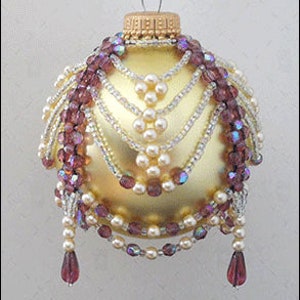 Instant PDF Download Amethyst & Pearl Beaded Christmas Ornament Cover Pattern