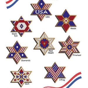 Patriotic Stars 1 Beading Pattern Tutorial - Instant PDF Download