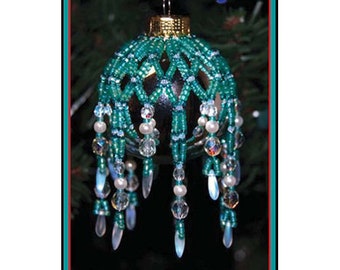 Mini Sparkling Ornament Cover - Beaded Christmas Ornament Cover Pattern Tutorial - Beaded Bauble Tutorial