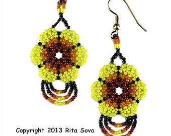 Tutorial de aretes de flores con cuentas: estilo chaquira huichol (Descarga PDF)