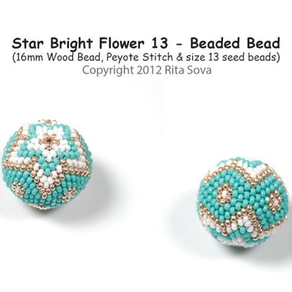 PDF Download - Star Bright Flower 13 Wood Beaded Bead Cover Pattern Tutorial