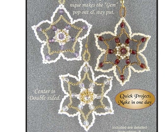 Gem Star Studded Ornament Patterns - Beaded Christmas Ornaments