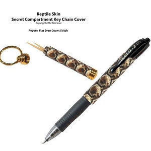 Reptielenhuid Geheim compartiment Sleutelketting of pennenhoes Patroonhandleiding - Kralensleutelhanger-handleiding - Inclusief GRATIS pennenhoespatroon!