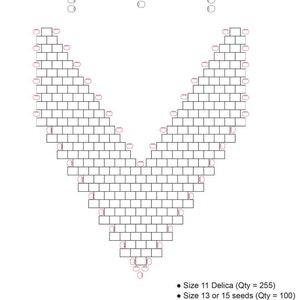 May include: A black and white diagram of a leaf-shaped earring pattern using size 11 Delica beads and size 13 seed beads. The pattern is for a diagonal peyote stitch. The diagram includes a list of beads and quantities needed for the project. The text "Russian Leaf Earring - Blank Graph" is at the top of the diagram. The text "Copyright 2019 Rita Sova" is below the title.