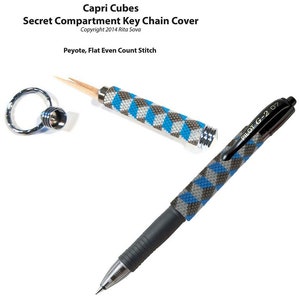Capri Cubes geheim compartiment sleutelhanger of pennenhoes patroon handleiding - kralen sleutelhanger handleiding - GRATIS pennenhoes patroon inbegrepen!