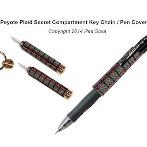 Peyote Plaid geheim compartiment sleutelhanger of pennenhoes patroon handleiding - kralen sleutelhanger handleiding - GRATIS pennenhoes patroon inbegrepen!
