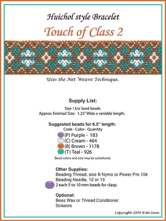 Instant PDF Download Huichol Style Bead Bracelet Pattern - Etsy.