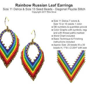 Può includere: Orecchini a foglia russa arcobaleno realizzati con perline Delica taglia 11 e perline da seme taglia 13. Gli orecchini misurano circa 2,5 cm di larghezza per 5,7 cm di altezza. Gli orecchini sono realizzati con un punto peyote diagonale.