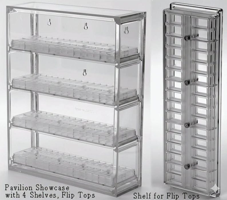 Bead Storage Bead Organizer Solutions: Bead Pavilion Showcase by Sova Enterprises made in the USA! Choose the version that fits your needs! Case + 4 FT Shelves
