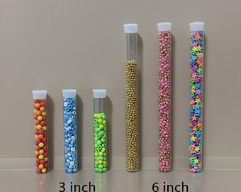 Clear Round Tubes with Caps, Bead Storage, Bead Container, Bead Organization, Diamond Painting, Candy Favor Packaging, 3 or 6 inch (9/16")