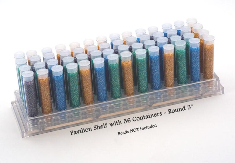 Bead Storage Bead Organizer Solutions: Bead Pavilion Showcase by Sova Enterprises made in the USA! Choose the version that fits your needs! RD Shelf+56-3" Tubes