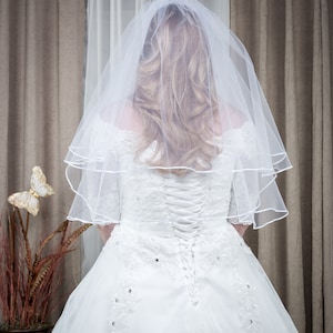 2 Tier Wedding Veil Elbow Length with Comb, White or Ivory