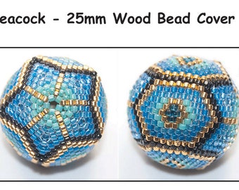 PDF Download - Peacock 25mm Wood Bead Cover Pattern Tutorial