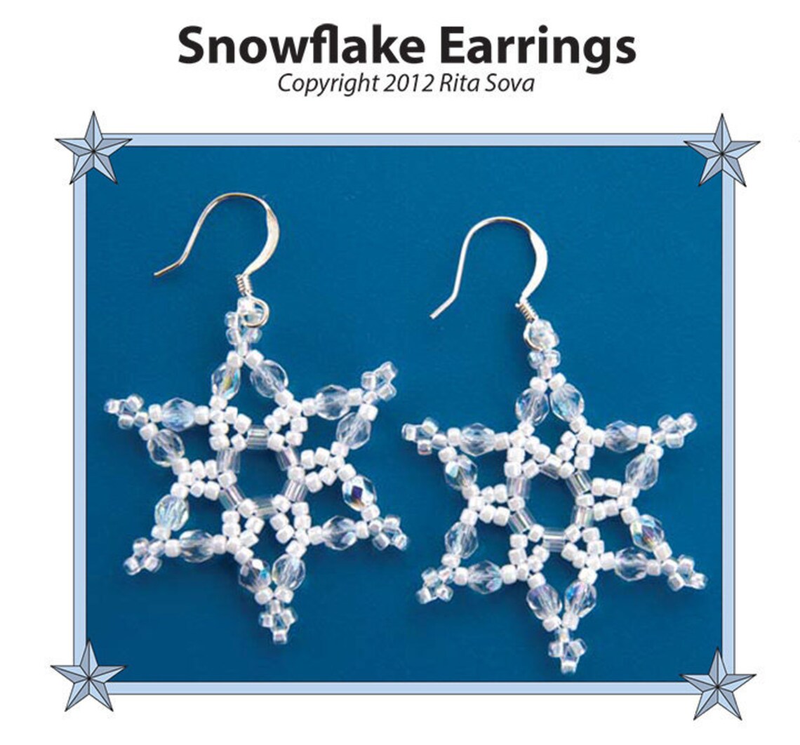 Instant PDF Download Snowflake Earrings Beading Pattern Etsy